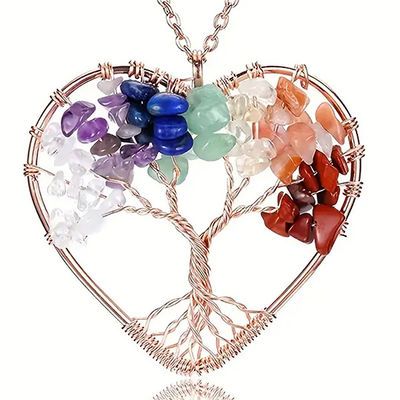 qualité  5*5cm Tree Of Life Necklace With Chakra Stones Pendant usine