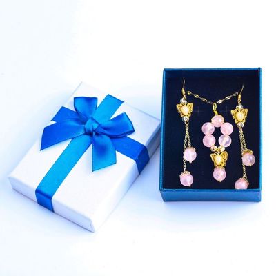 Collier et boucle d'oreille faits à la main en pierre précieuse