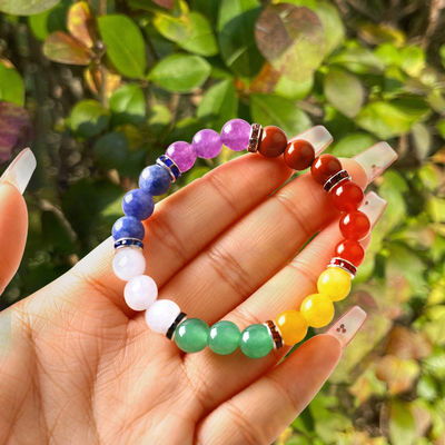 4mm/6mm/8mm/12mm Fabriqué à la main en cristal 7 Chakra Bracelet Longueur 18cm