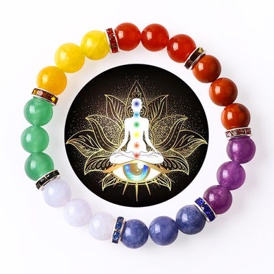4mm/6mm/8mm/12mm Fabriqué à la main en cristal 7 Chakra Bracelet Longueur 18cm