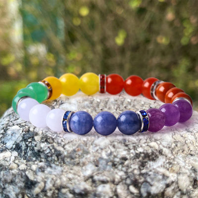 4mm/6mm/8mm/12mm Fabriqué à la main en cristal 7 Chakra Bracelet Longueur 18cm