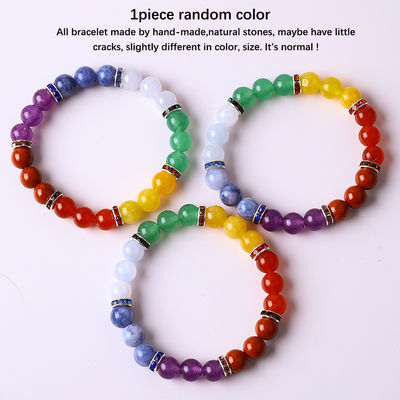 4mm/6mm/8mm/12mm Fabriqué à la main en cristal 7 Chakra Bracelet Longueur 18cm
