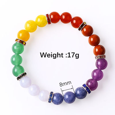 4mm/6mm/8mm/12mm Fabriqué à la main en cristal 7 Chakra Bracelet Longueur 18cm
