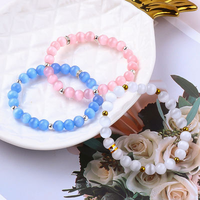 8mm/10mm/12mm Ronde Oeil de chat Bracelet de pierre précieuse pour les vêtements