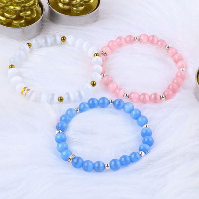 8mm/10mm/12mm Ronde Oeil de chat Bracelet de pierre précieuse pour les vêtements
