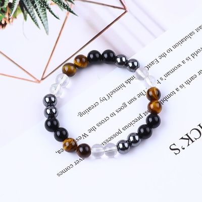 Bracelet de protection en perles de cristal naturel élastique fait à la main