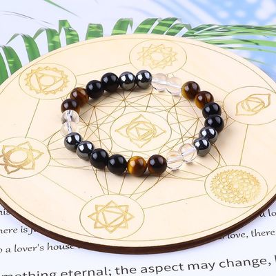 Bracelet de protection en perles de cristal naturel élastique fait à la main