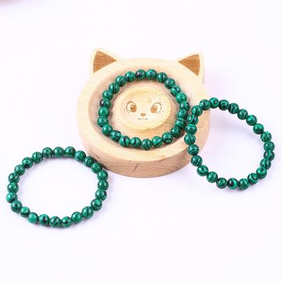 Bracelet en perles de guérison anti-anxiété élastique naturel vert malachite