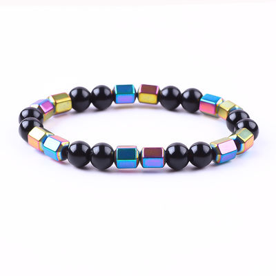 8 mm, fait à la main, en pierre cristalline naturelle élastique, obsidian, hématite, bracelet à perles