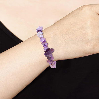 Chips faits à la main Bracelet en pierre de gravier Améthyste irrégulière Énergie de guérison bijoux