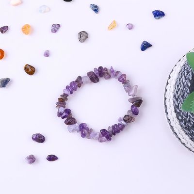 Chips faits à la main Bracelet en pierre de gravier Améthyste irrégulière Énergie de guérison bijoux
