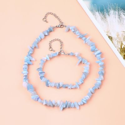 Chips réglables faits à la main Bracelet en pierre de gravier Collier ensemble de bijoux énergie de guérison de cristal irrégulière