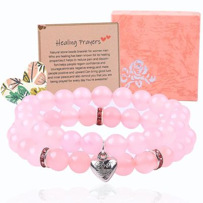 8 mm Rose Quartz Perle de pierre précieuse Bracelet énergie de guérison Charme bijoux