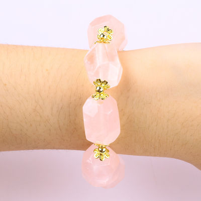 Bracelet en pierre précieuse fait à la main Amulettes réglables Rose Quartz Bracelet pierre naturelle Perle bijoux pour les fêtes