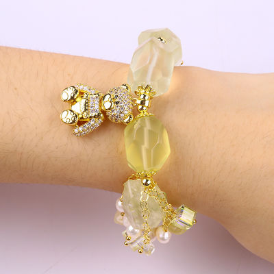 Bracelet en pierre précieuse fait à la main Charmes réglables Bracelets en citrine en pierre naturelle Bijoux en perle Pour les fêtes