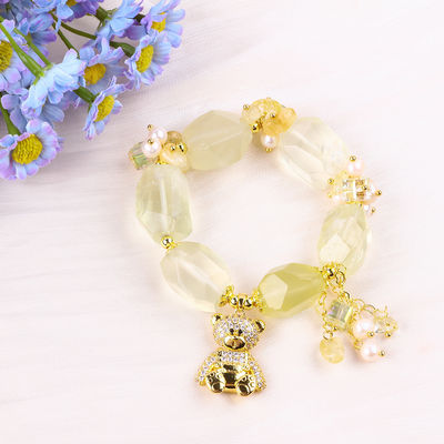 Bracelet en pierre précieuse fait à la main Charmes réglables Bracelets en citrine en pierre naturelle Bijoux en perle Pour les fêtes