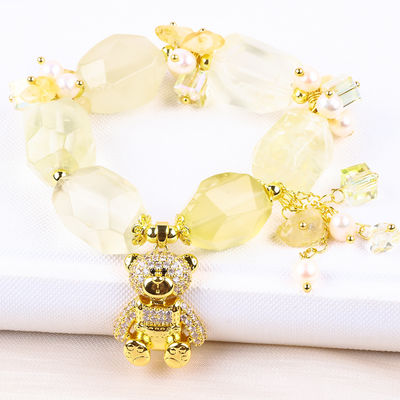 Bracelet en pierre précieuse fait à la main Charmes réglables Bracelets en citrine en pierre naturelle Bijoux en perle Pour les fêtes