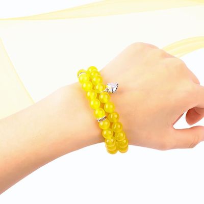 Élastique ronde de 8 mm Perle de pierre précieuse de jade jaune de cristal Bracelets OEM ODM