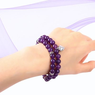 La forme ronde de la pierre précieuse violette Améthyste Bracelet de perles 4/6/8/10/12mm