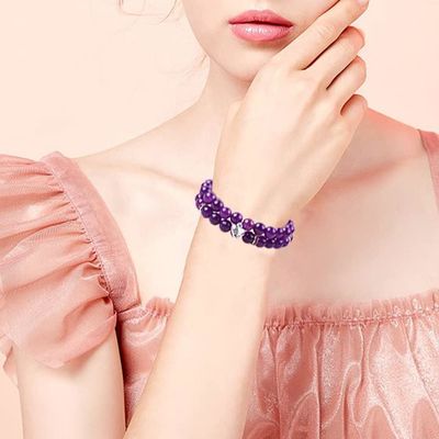 La forme ronde de la pierre précieuse violette Améthyste Bracelet de perles 4/6/8/10/12mm