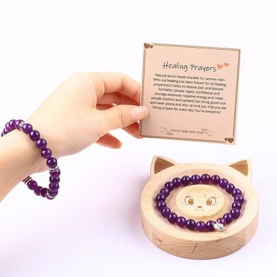 La forme ronde de la pierre précieuse violette Améthyste Bracelet de perles 4/6/8/10/12mm