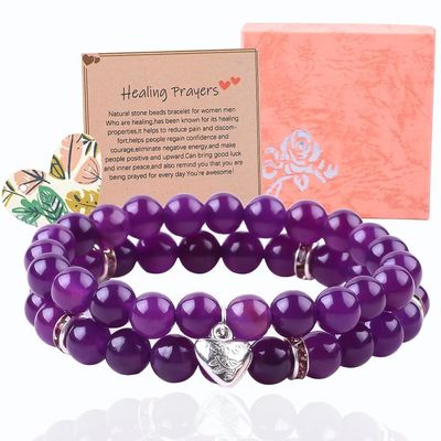 La forme ronde de la pierre précieuse violette Améthyste Bracelet de perles 4/6/8/10/12mm