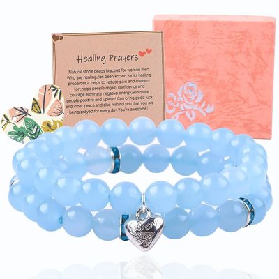 8 mm Améthyste bleu Aquamarin Bracelets de pierre précieuse Cristal de guérison