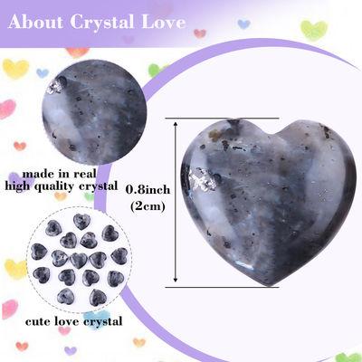 0Des pierres de guérison en forme de cœur de labradorite noire pour la fabrication de bijoux.