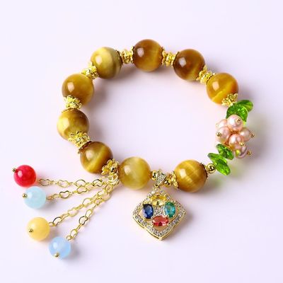 Pouvoir de guérison 10mm pierre précieuse perlé bracelets ronds avec de beaux charmes