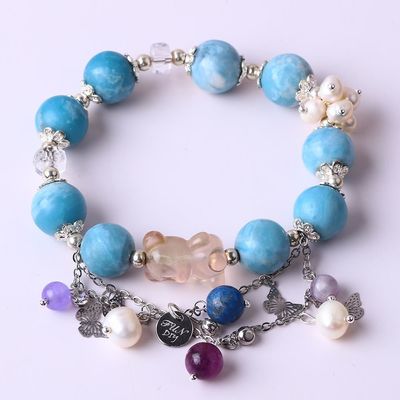 Pouvoir de guérison 10mm pierre précieuse perlé bracelets ronds avec de beaux charmes