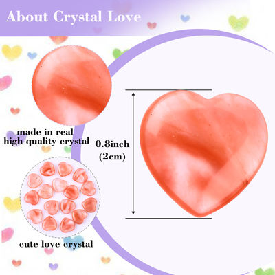 20 mm de pastèque de roche polie quartz en forme de cœur rose cristal de quartz