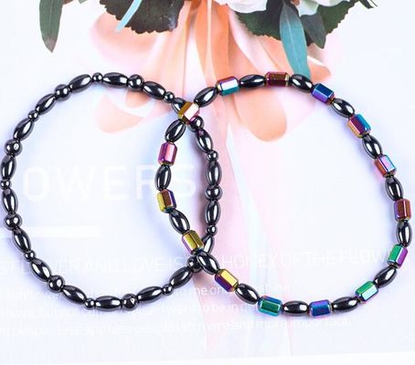 Perles de pierre précieuse minceur magnétique Hématique pierre de cheville bracelets avec symbole cinq étoiles