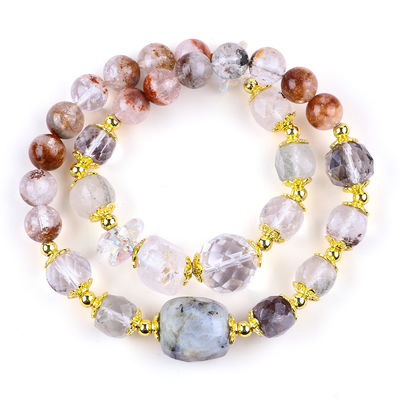 Bracelet à perles de jardin naturel 8 mm 10 mm bricolage Bracelet à étirements de quartz clair en cadeau