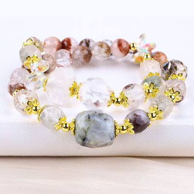 Bracelet à perles de jardin naturel 8 mm 10 mm bricolage Bracelet à étirements de quartz clair en cadeau