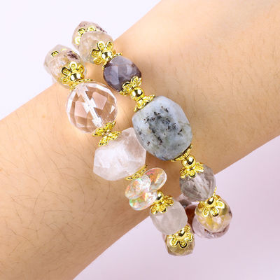 Bracelet à perles de jardin naturel 8 mm 10 mm bricolage Bracelet à étirements de quartz clair en cadeau