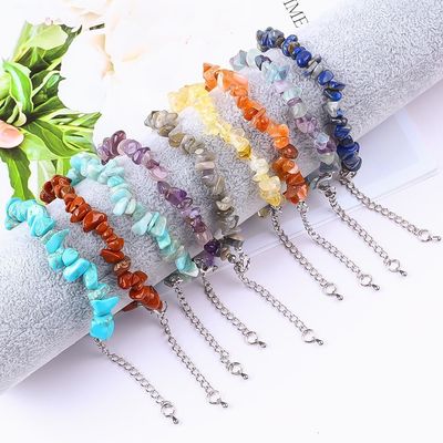 Pierre précieuse naturelle réglable Chips irréguliers Bracelet de pierre de gravier Énergie de guérison bijoux