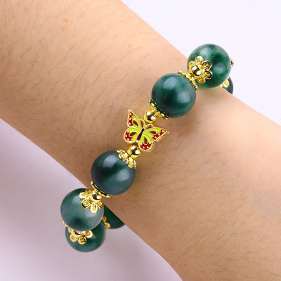 Bracelet à perles en pierre précieuse fait à la main Bracelet en calcédoine verte Bracelet à charme réglable Bracelet pour les fêtes