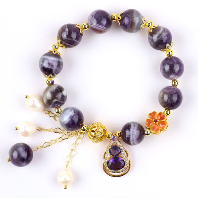Bracelet à perles en pierre précieuse fait à la main Améthyste naturel