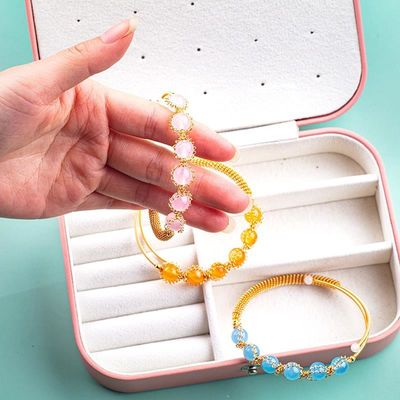 Fil enveloppé guérisseur perle ronde pierre précieuse bracelet bracelet bijoux