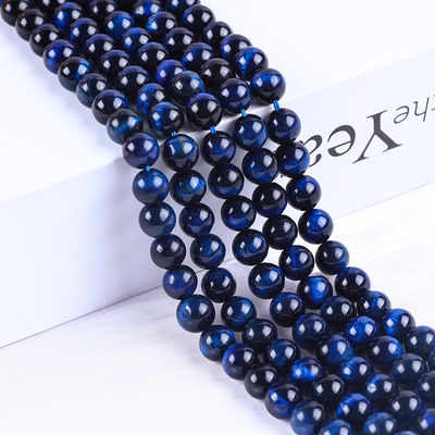 8 mm naturel bleu foncé oeil de tigre pierre précieuse de pierre de cristal perles pour la fabrication de bijoux