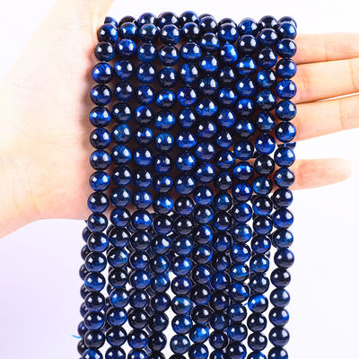8 mm naturel bleu foncé oeil de tigre pierre précieuse de pierre de cristal perles pour la fabrication de bijoux