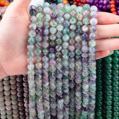 Perle ronde de fluorite de pierre précieuse de cristal naturel pour la fabrication de bijoux bricolage