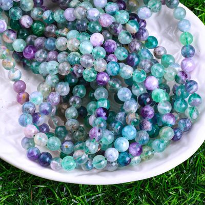 Perle ronde de fluorite de pierre précieuse de cristal naturel pour la fabrication de bijoux bricolage