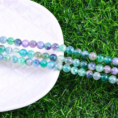 Perle ronde de fluorite de pierre précieuse de cristal naturel pour la fabrication de bijoux bricolage