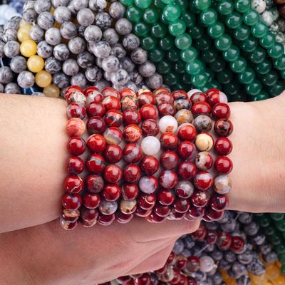 Perles rondes de jaspe rouge pierre précieuse de cristal naturel Perles de taille différente Franges de perles lâches pour la fabrication de bijoux bricolage