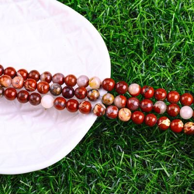 Perles rondes de jaspe rouge pierre précieuse de cristal naturel Perles de taille différente Franges de perles lâches pour la fabrication de bijoux bricolage