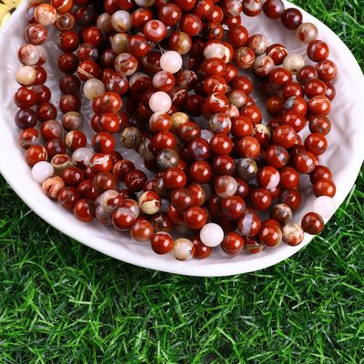 Perles rondes de jaspe rouge pierre précieuse de cristal naturel Perles de taille différente Franges de perles lâches pour la fabrication de bijoux bricolage