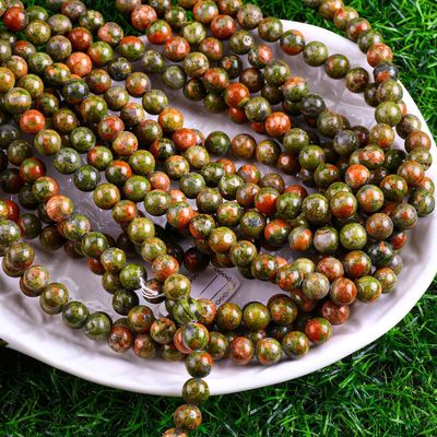 Une perle ronde en unakite pierre précieuse de cristal naturel taille de perle différente fils de perle en vrac pour la fabrication de bijoux DIY