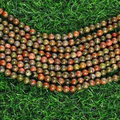 Une perle ronde en unakite pierre précieuse de cristal naturel taille de perle différente fils de perle en vrac pour la fabrication de bijoux DIY