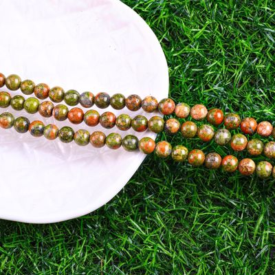 Une perle ronde en unakite pierre précieuse de cristal naturel taille de perle différente fils de perle en vrac pour la fabrication de bijoux DIY